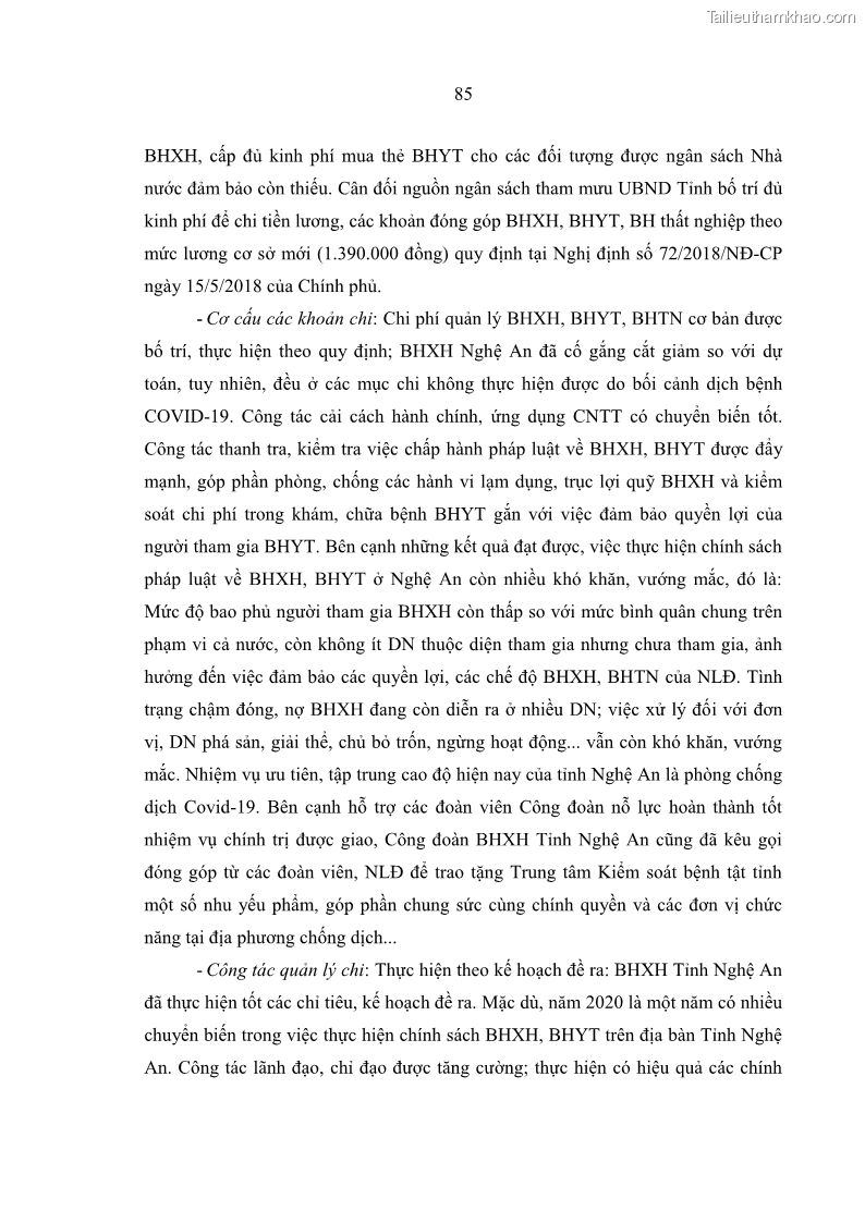 Luận văn thạc sĩ kinh tế Quản lý chi bảo hiểm xã hội tại Tỉnh Nghệ An - 8 Trang 95