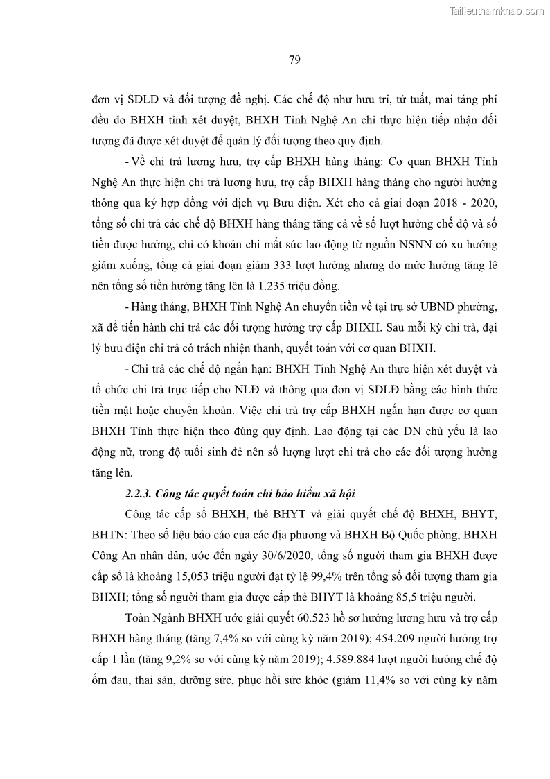 Luận văn thạc sĩ kinh tế Quản lý chi bảo hiểm xã hội tại Tỉnh Nghệ An - 8 Trang 89