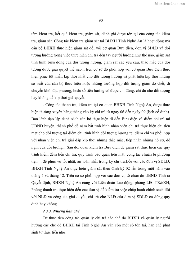 Luận văn thạc sĩ kinh tế Quản lý chi bảo hiểm xã hội tại Tỉnh Nghệ An - 9 Trang 100