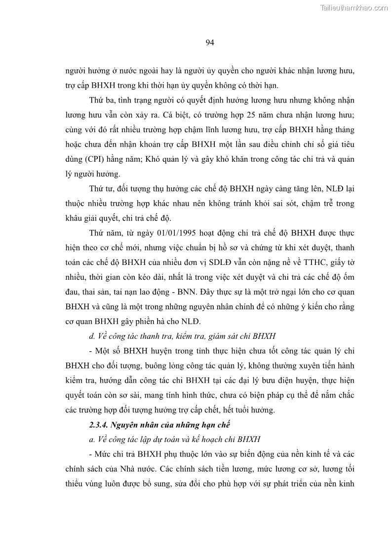 Luận văn thạc sĩ kinh tế Quản lý chi bảo hiểm xã hội tại Tỉnh Nghệ An - 9 Trang 104