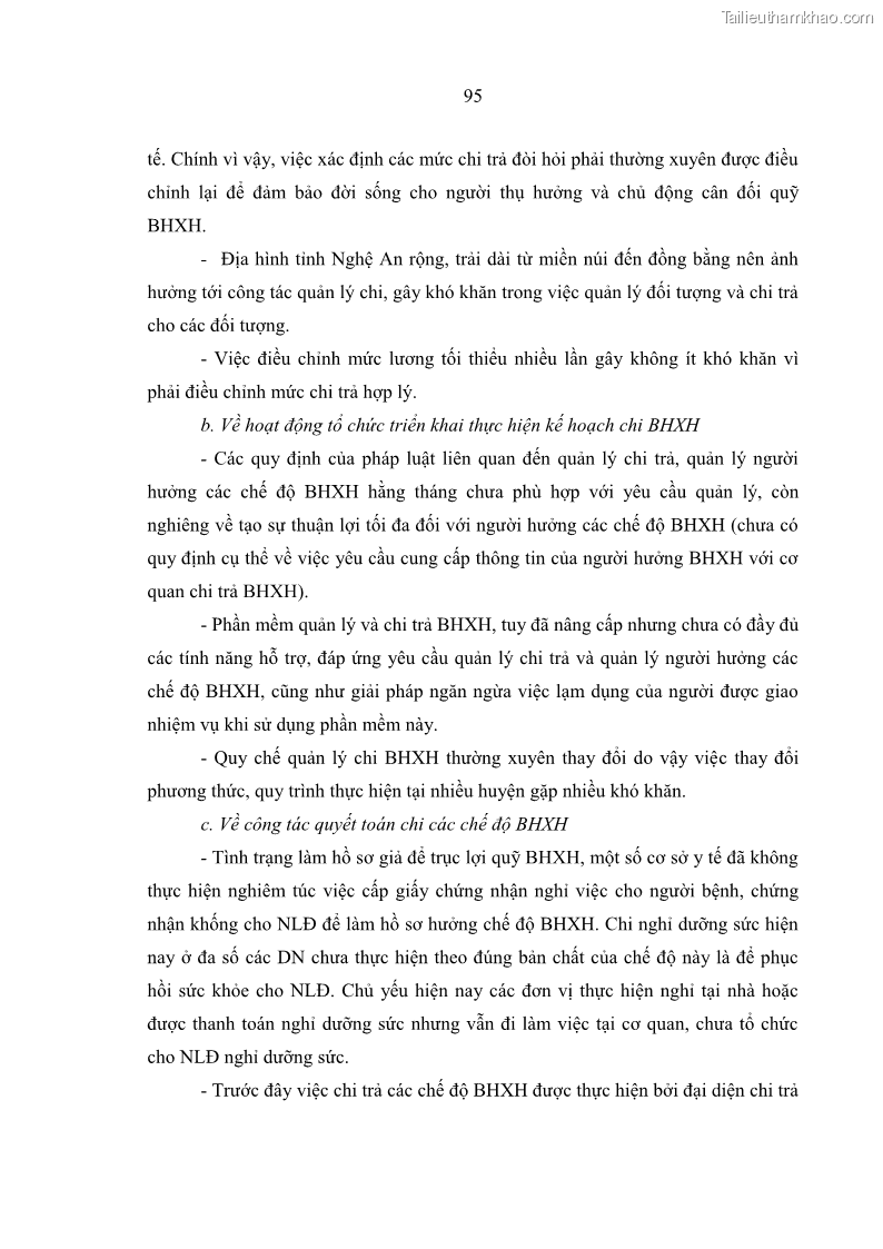 Luận văn thạc sĩ kinh tế Quản lý chi bảo hiểm xã hội tại Tỉnh Nghệ An - 9 Trang 105