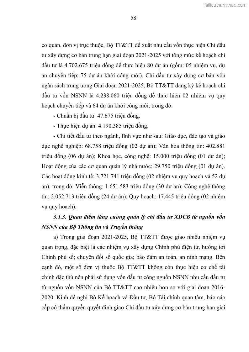 Luận văn thạc sĩ kinh tế Quản lý chi đầu tư xây dựng cơ bản từ nguồn vốn ngân sách nhà nước tại Bộ Thông tin và Truyền thông - 6 Trang 68