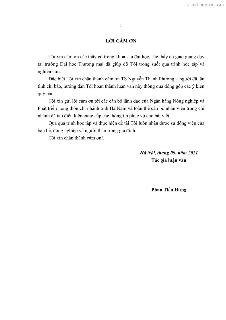 Luận văn thạc sĩ kinh tế Quản lý cho vay khách hàng cá nhân trong lĩnh vực chăn nuôi tại Ngân hàng Nông nghiệp và Phát triển nông thôn Việt Nam - Chi nhánh tỉnh Hà Nam - 1 Trang 3