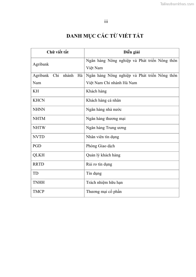 Luận văn thạc sĩ kinh tế Quản lý cho vay khách hàng cá nhân trong lĩnh vực chăn nuôi tại Ngân hàng Nông nghiệp và Phát triển nông thôn Việt Nam - Chi nhánh tỉnh Hà Nam - 1 Trang 5