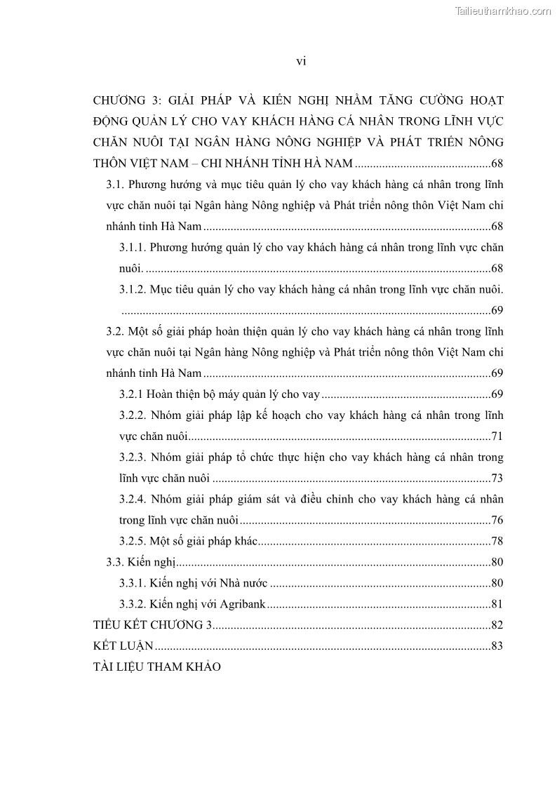 Luận văn thạc sĩ kinh tế Quản lý cho vay khách hàng cá nhân trong lĩnh vực chăn nuôi tại Ngân hàng Nông nghiệp và Phát triển nông thôn Việt Nam - Chi nhánh tỉnh Hà Nam - 1 Trang 8
