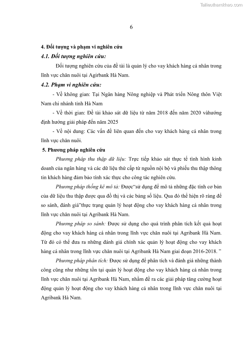 Luận văn thạc sĩ kinh tế Quản lý cho vay khách hàng cá nhân trong lĩnh vực chăn nuôi tại Ngân hàng Nông nghiệp và Phát triển nông thôn Việt Nam - Chi nhánh tỉnh Hà Nam - 2 Trang 16