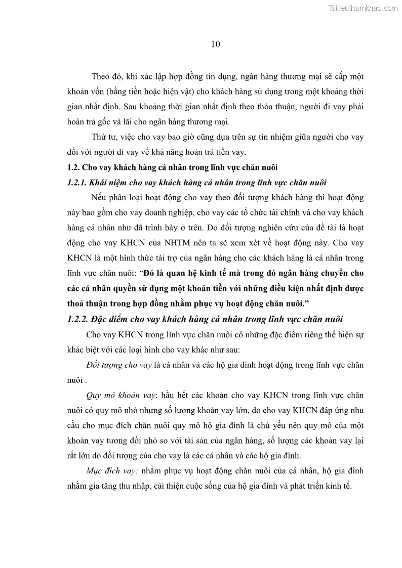 Luận văn thạc sĩ kinh tế Quản lý cho vay khách hàng cá nhân trong lĩnh vực chăn nuôi tại Ngân hàng Nông nghiệp và Phát triển nông thôn Việt Nam - Chi nhánh tỉnh Hà Nam - 2 Trang 20