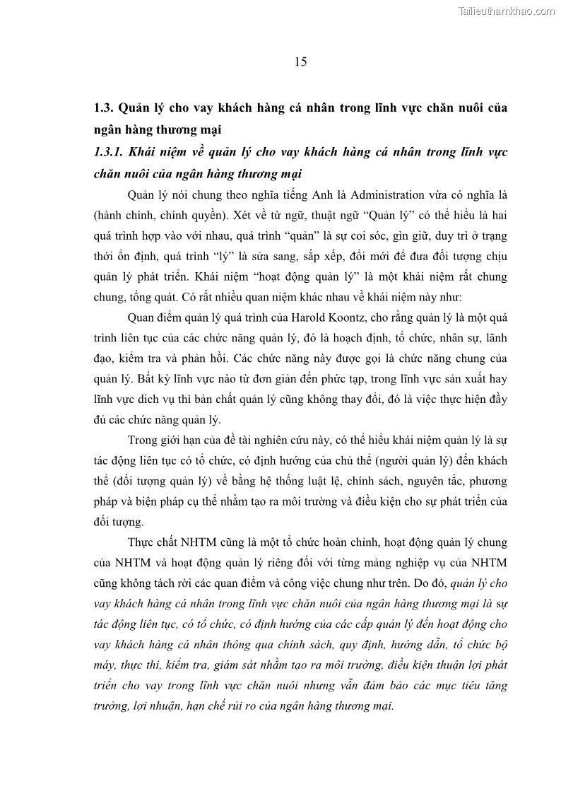 Luận văn thạc sĩ kinh tế Quản lý cho vay khách hàng cá nhân trong lĩnh vực chăn nuôi tại Ngân hàng Nông nghiệp và Phát triển nông thôn Việt Nam - Chi nhánh tỉnh Hà Nam - 3 Trang 25