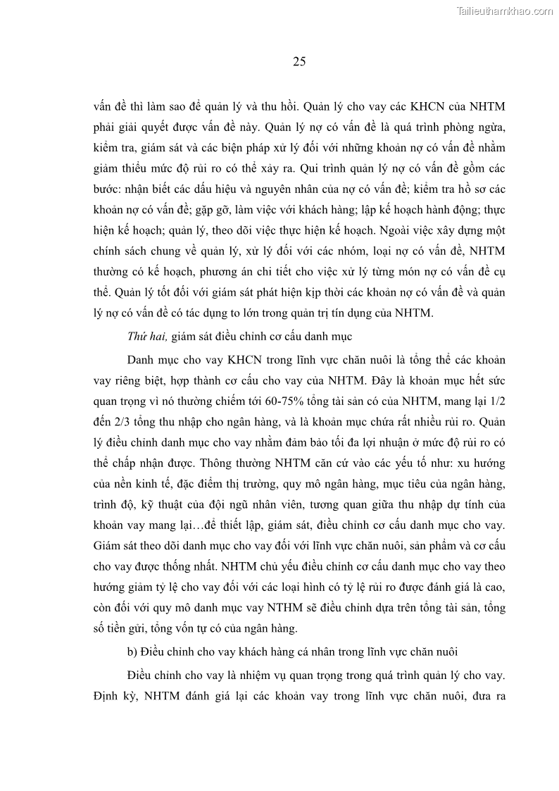 Luận văn thạc sĩ kinh tế Quản lý cho vay khách hàng cá nhân trong lĩnh vực chăn nuôi tại Ngân hàng Nông nghiệp và Phát triển nông thôn Việt Nam - Chi nhánh tỉnh Hà Nam - 3 Trang 35
