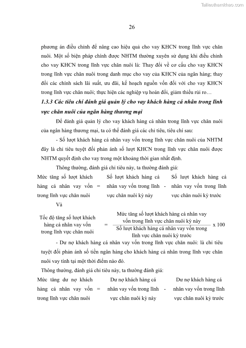 Luận văn thạc sĩ kinh tế Quản lý cho vay khách hàng cá nhân trong lĩnh vực chăn nuôi tại Ngân hàng Nông nghiệp và Phát triển nông thôn Việt Nam - Chi nhánh tỉnh Hà Nam - 3 Trang 36