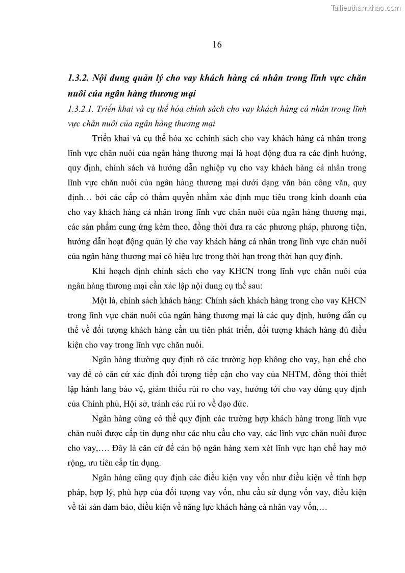 Luận văn thạc sĩ kinh tế Quản lý cho vay khách hàng cá nhân trong lĩnh vực chăn nuôi tại Ngân hàng Nông nghiệp và Phát triển nông thôn Việt Nam - Chi nhánh tỉnh Hà Nam - 3 Trang 26