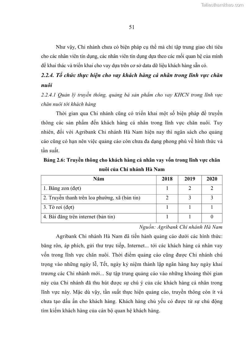 Luận văn thạc sĩ kinh tế Quản lý cho vay khách hàng cá nhân trong lĩnh vực chăn nuôi tại Ngân hàng Nông nghiệp và Phát triển nông thôn Việt Nam - Chi nhánh tỉnh Hà Nam - 6 Trang 61