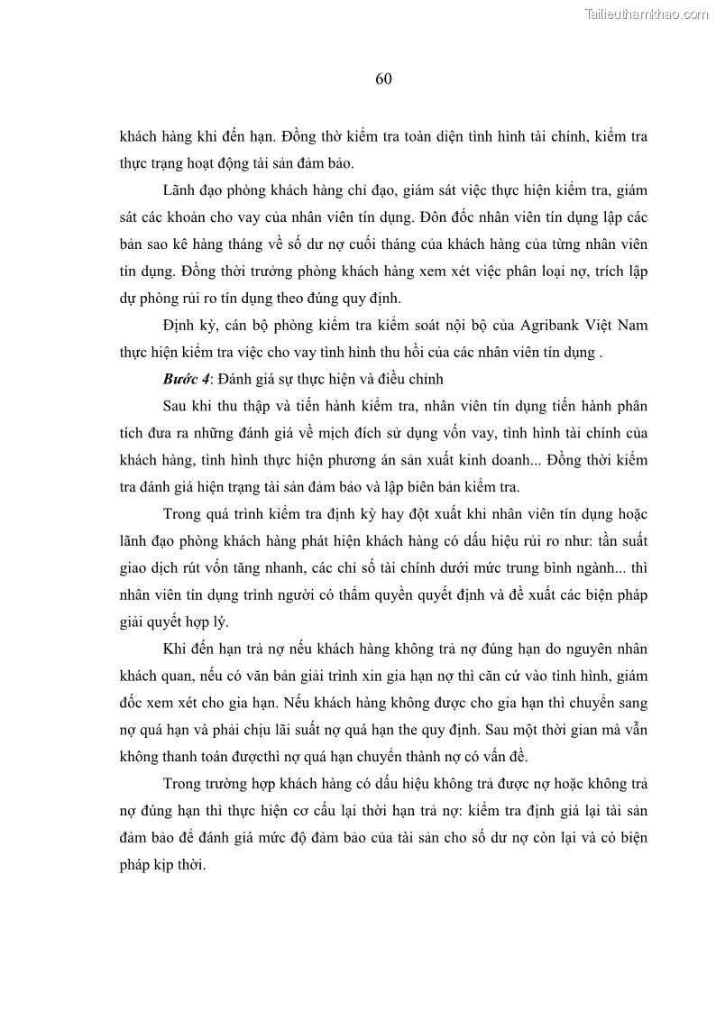 Luận văn thạc sĩ kinh tế Quản lý cho vay khách hàng cá nhân trong lĩnh vực chăn nuôi tại Ngân hàng Nông nghiệp và Phát triển nông thôn Việt Nam - Chi nhánh tỉnh Hà Nam - 6 Trang 70