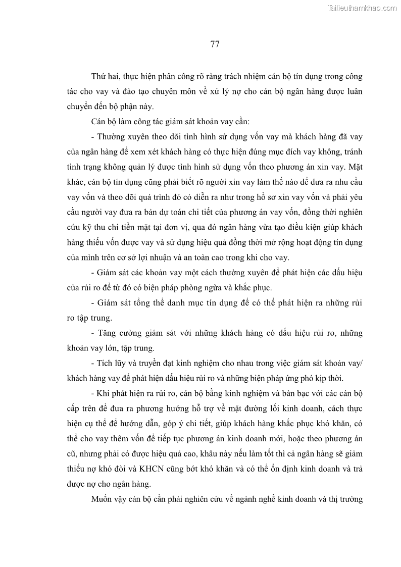 Luận văn thạc sĩ kinh tế Quản lý cho vay khách hàng cá nhân trong lĩnh vực chăn nuôi tại Ngân hàng Nông nghiệp và Phát triển nông thôn Việt Nam - Chi nhánh tỉnh Hà Nam - 8 Trang 87