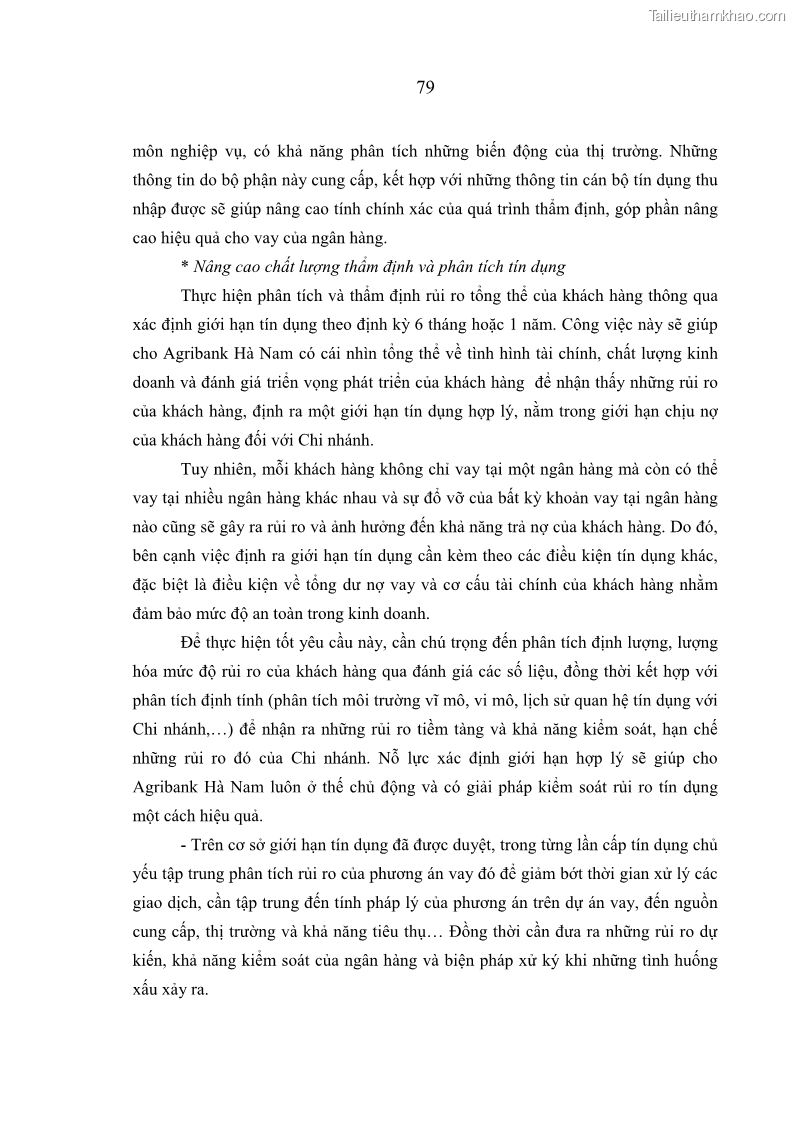 Luận văn thạc sĩ kinh tế Quản lý cho vay khách hàng cá nhân trong lĩnh vực chăn nuôi tại Ngân hàng Nông nghiệp và Phát triển nông thôn Việt Nam - Chi nhánh tỉnh Hà Nam - 8 Trang 89