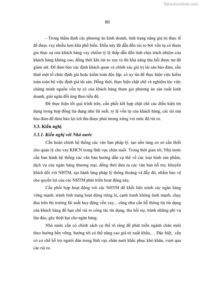 Luận văn thạc sĩ kinh tế Quản lý cho vay khách hàng cá nhân trong lĩnh vực chăn nuôi tại Ngân hàng Nông nghiệp và Phát triển nông thôn Việt Nam - Chi nhánh tỉnh Hà Nam - 8 Trang 90