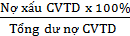 Chỉ tiêu này phản ánh nợ xấu trong hoạt động CVTD chiếm tỷ lệ bao nhiêu 1