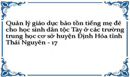 Quản lý giáo dục bảo tồn tiếng mẹ đẻ cho học sinh dân tộc Tày ở các trường trung học cơ sở huyện Định Hóa tỉnh Thái Nguyên - 17