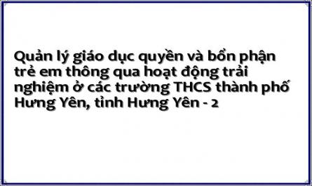 Quản lý giáo dục quyền và bổn phận trẻ em thông qua hoạt động trải nghiệm ở các trường THCS thành phố Hưng Yên, tỉnh Hưng Yên - 2