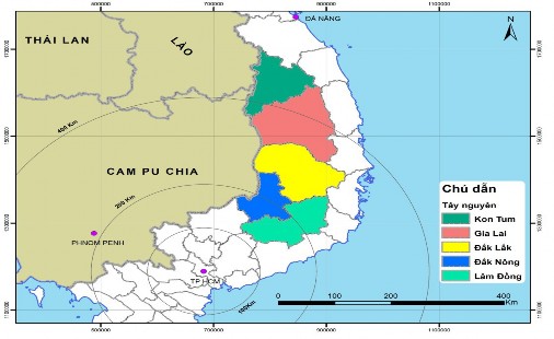Hình 02 Bản đồ khu vực Tây Nguyên Đây là vùng có tiềm năng rất lớn để 1