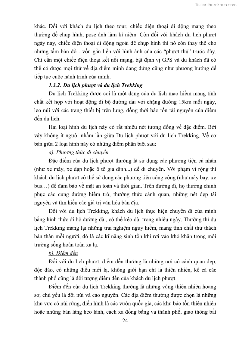 Khóa luận tốt nghiệp văn hóa du lịch Tìm hiểu loại hình du lịch phượt trong giới trẻ hiện nay – Khảo sát qua một số điểm du lịch tiêu biểu tại Tây Bắc - 2 Trang 24
