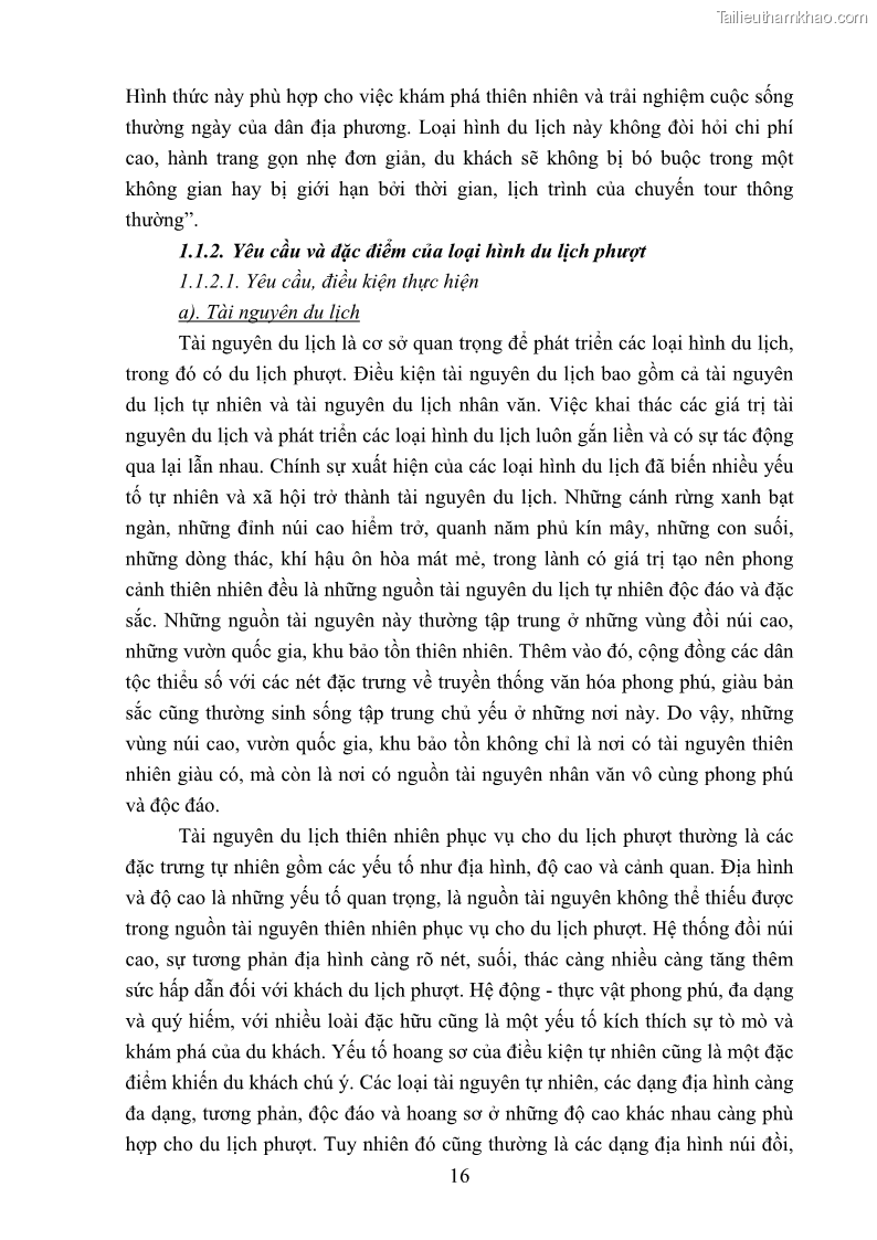 Khóa luận tốt nghiệp văn hóa du lịch Tìm hiểu loại hình du lịch phượt trong giới trẻ hiện nay – Khảo sát qua một số điểm du lịch tiêu biểu tại Tây Bắc - 2 Trang 16