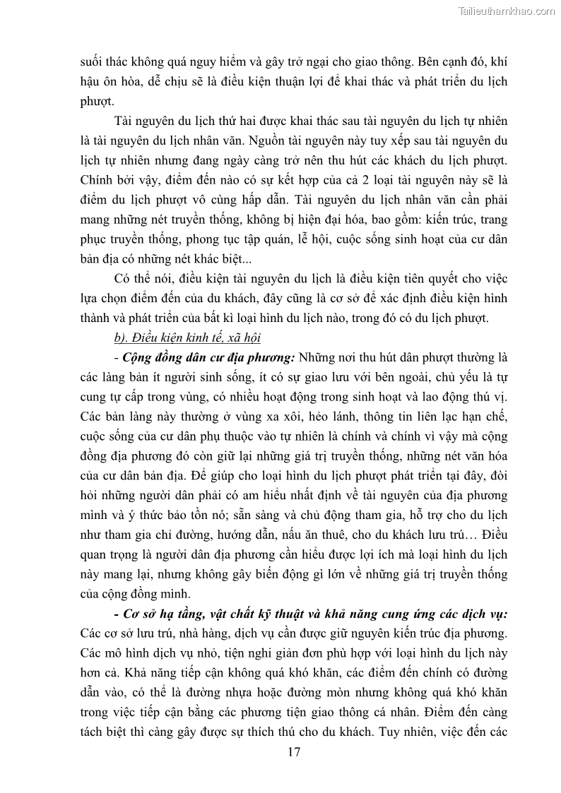 Khóa luận tốt nghiệp văn hóa du lịch Tìm hiểu loại hình du lịch phượt trong giới trẻ hiện nay – Khảo sát qua một số điểm du lịch tiêu biểu tại Tây Bắc - 2 Trang 17