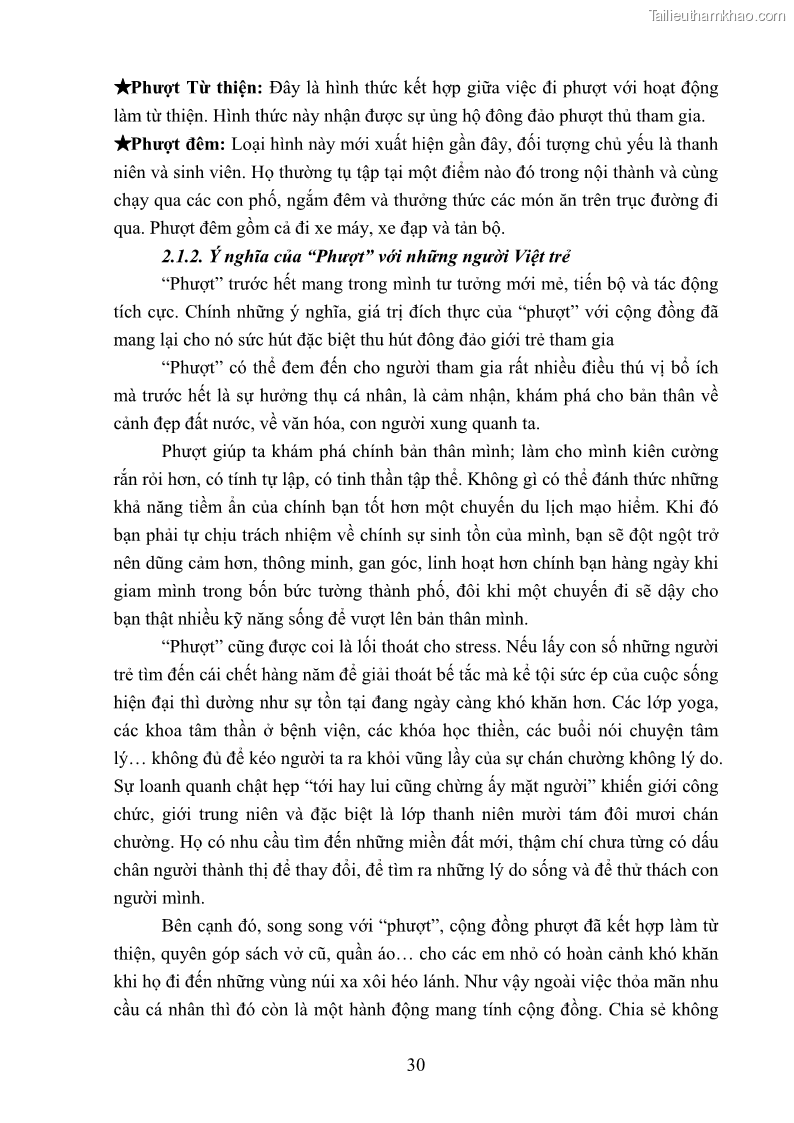 Khóa luận tốt nghiệp văn hóa du lịch Tìm hiểu loại hình du lịch phượt trong giới trẻ hiện nay – Khảo sát qua một số điểm du lịch tiêu biểu tại Tây Bắc - 3 Trang 30