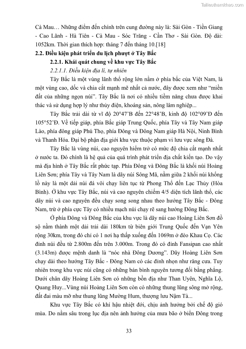 Khóa luận tốt nghiệp văn hóa du lịch Tìm hiểu loại hình du lịch phượt trong giới trẻ hiện nay – Khảo sát qua một số điểm du lịch tiêu biểu tại Tây Bắc - 3 Trang 33