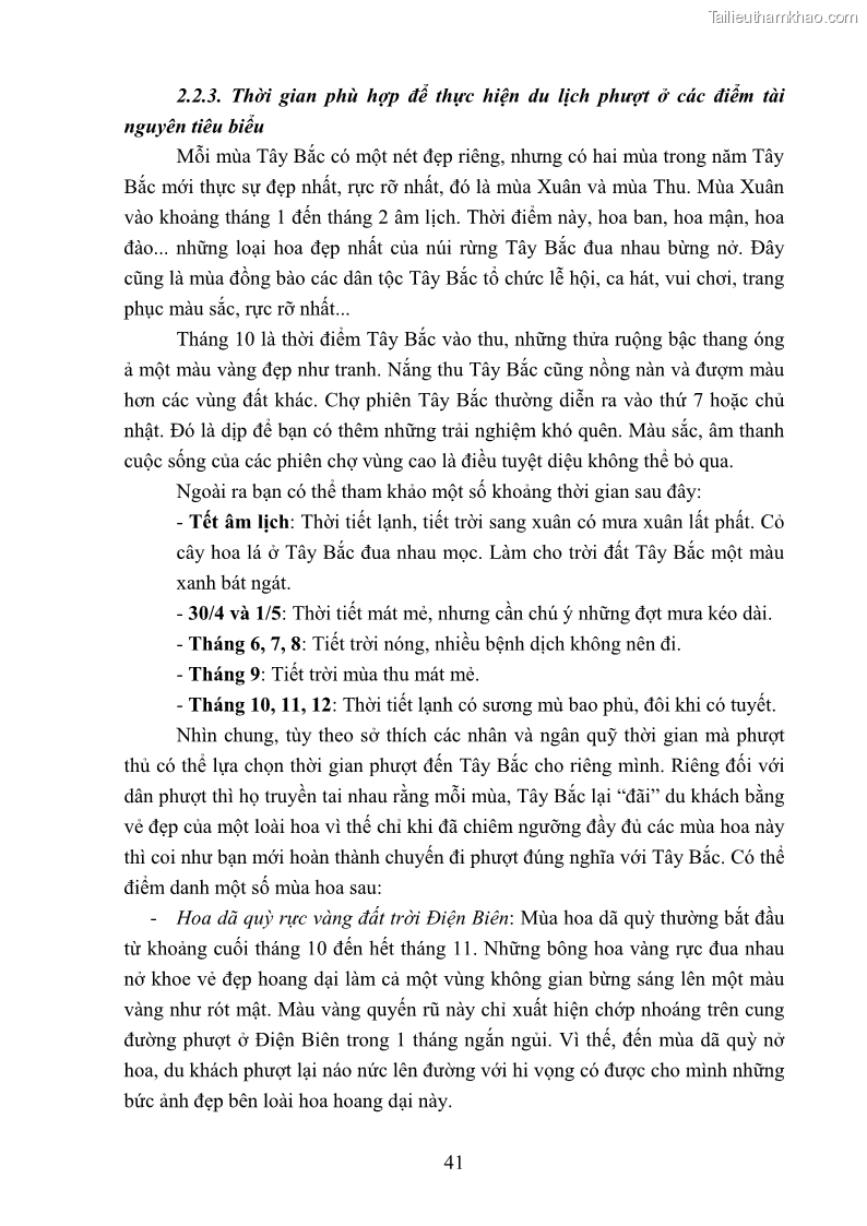Khóa luận tốt nghiệp văn hóa du lịch Tìm hiểu loại hình du lịch phượt trong giới trẻ hiện nay – Khảo sát qua một số điểm du lịch tiêu biểu tại Tây Bắc - 4 Trang 41