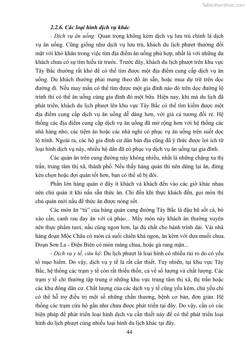 Khóa luận tốt nghiệp văn hóa du lịch Tìm hiểu loại hình du lịch phượt trong giới trẻ hiện nay – Khảo sát qua một số điểm du lịch tiêu biểu tại Tây Bắc - 4 Trang 44