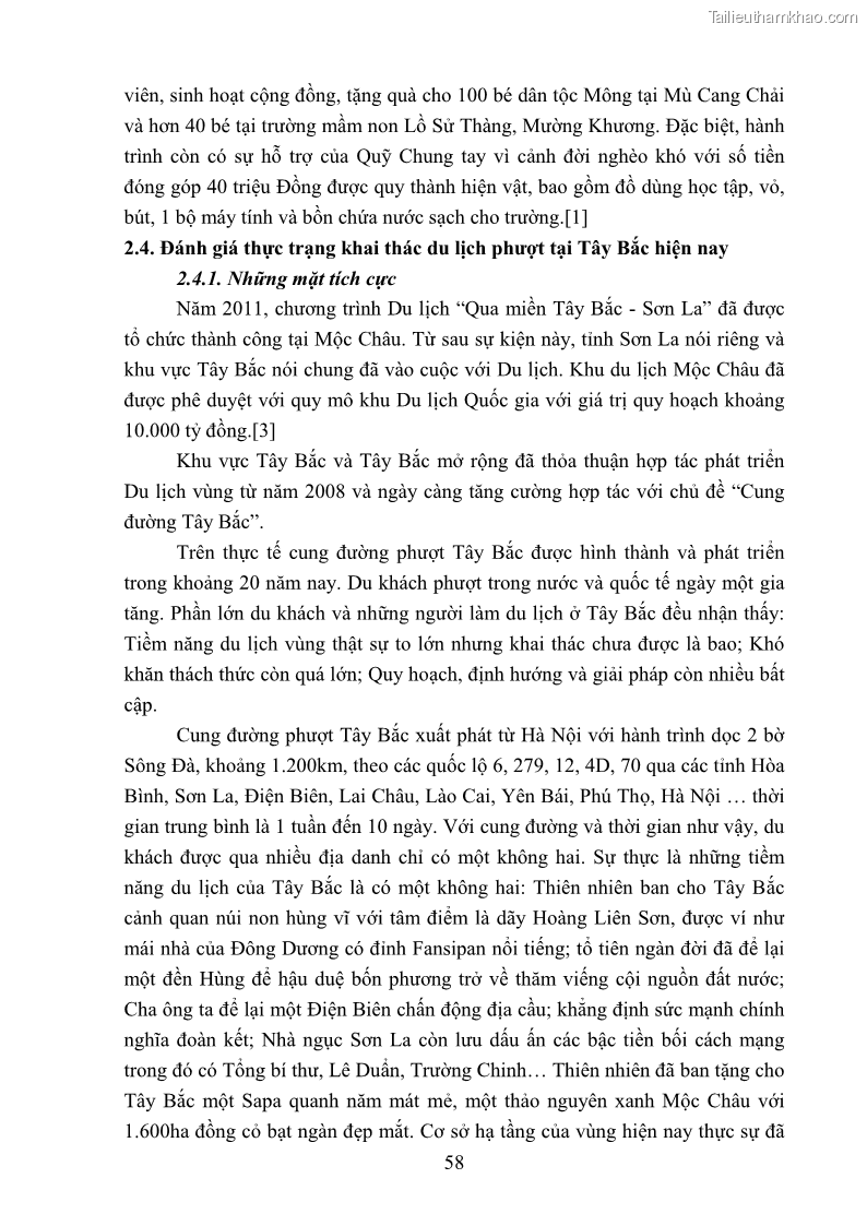 Khóa luận tốt nghiệp văn hóa du lịch Tìm hiểu loại hình du lịch phượt trong giới trẻ hiện nay – Khảo sát qua một số điểm du lịch tiêu biểu tại Tây Bắc - 5 Trang 58