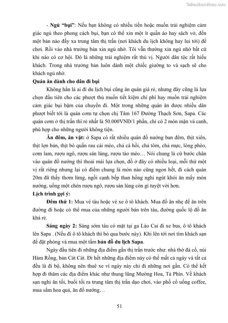 Khóa luận tốt nghiệp văn hóa du lịch Tìm hiểu loại hình du lịch phượt trong giới trẻ hiện nay – Khảo sát qua một số điểm du lịch tiêu biểu tại Tây Bắc - 5 Trang 51