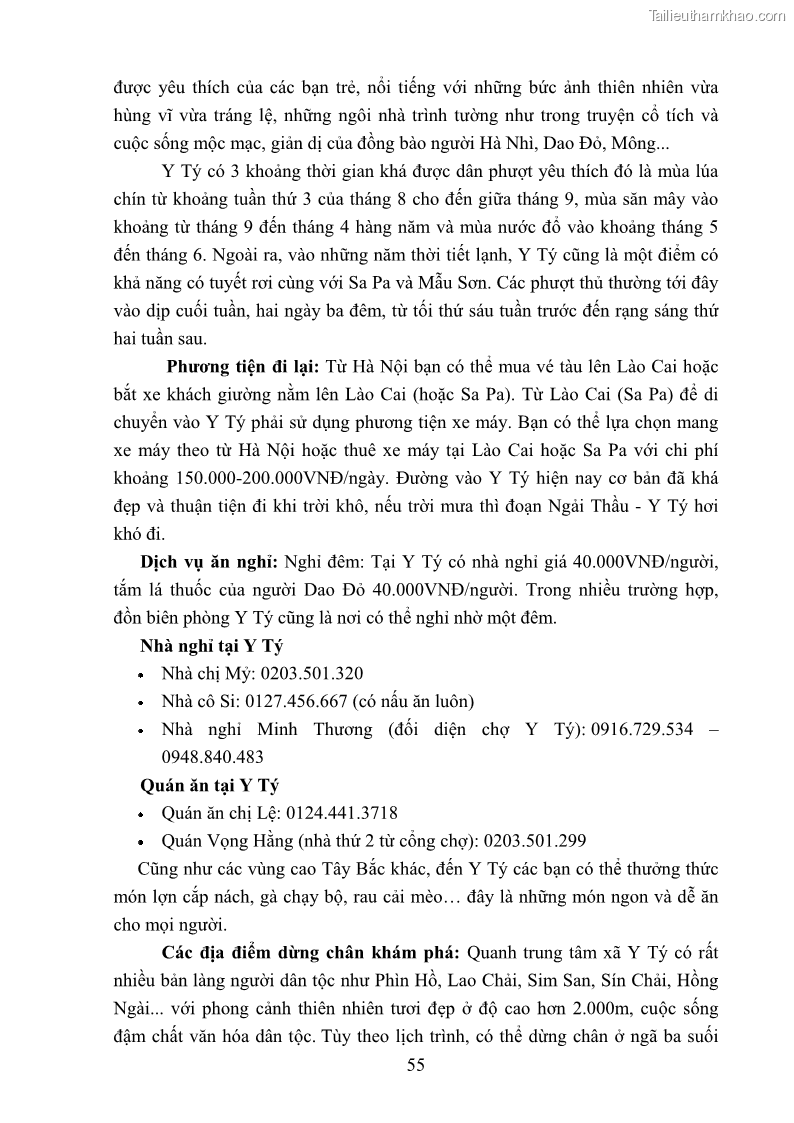 Khóa luận tốt nghiệp văn hóa du lịch Tìm hiểu loại hình du lịch phượt trong giới trẻ hiện nay – Khảo sát qua một số điểm du lịch tiêu biểu tại Tây Bắc - 5 Trang 55
