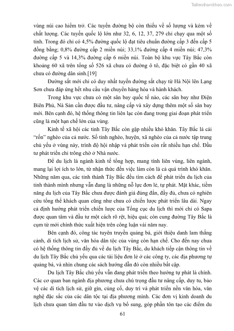 Khóa luận tốt nghiệp văn hóa du lịch Tìm hiểu loại hình du lịch phượt trong giới trẻ hiện nay – Khảo sát qua một số điểm du lịch tiêu biểu tại Tây Bắc - 6 Trang 61