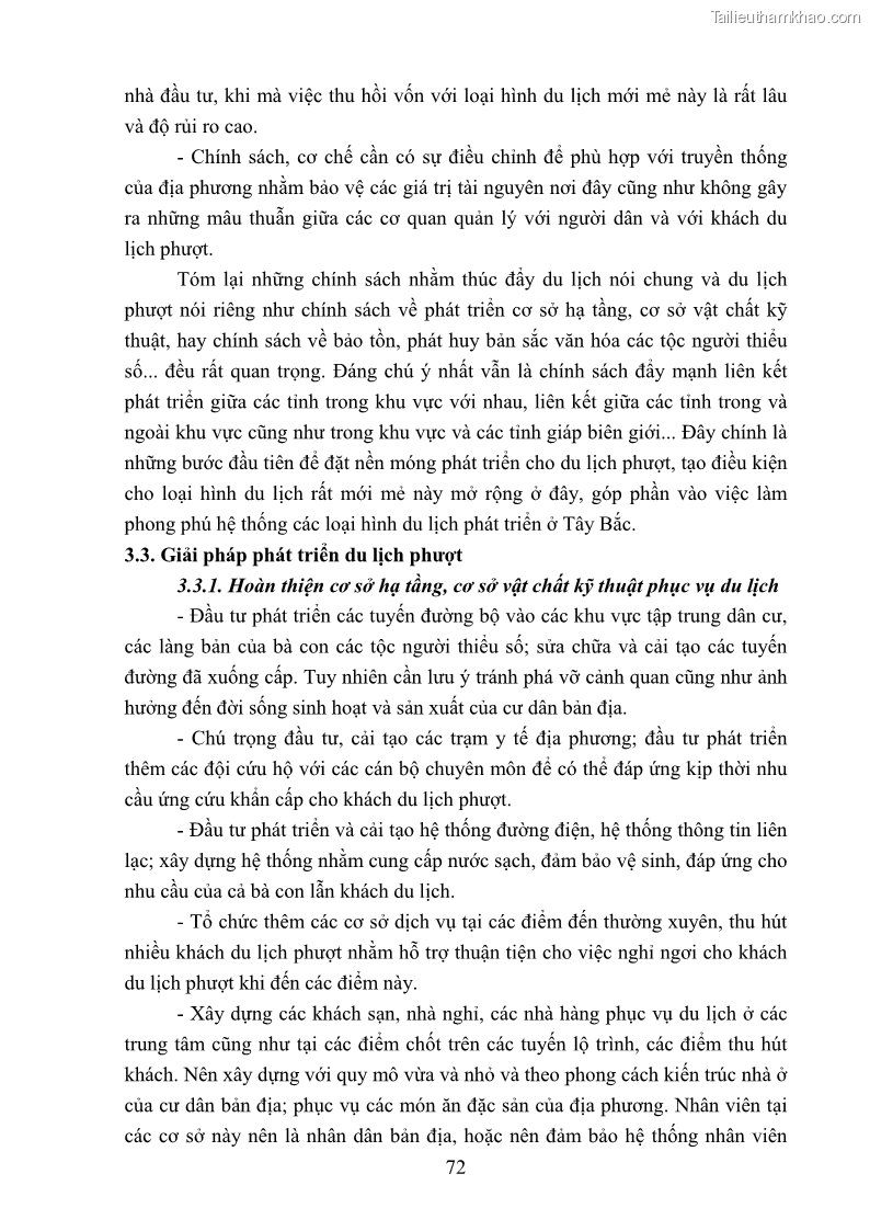 Khóa luận tốt nghiệp văn hóa du lịch Tìm hiểu loại hình du lịch phượt trong giới trẻ hiện nay – Khảo sát qua một số điểm du lịch tiêu biểu tại Tây Bắc - 6 Trang 72