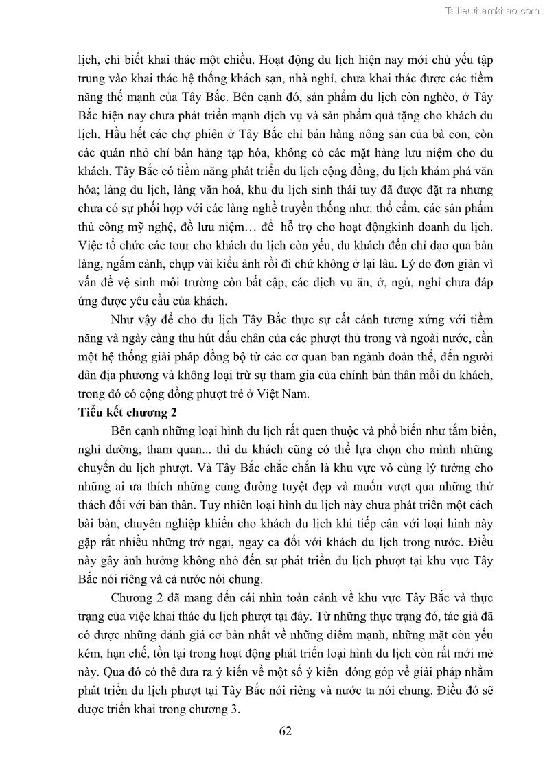 Khóa luận tốt nghiệp văn hóa du lịch Tìm hiểu loại hình du lịch phượt trong giới trẻ hiện nay – Khảo sát qua một số điểm du lịch tiêu biểu tại Tây Bắc - 6 Trang 62