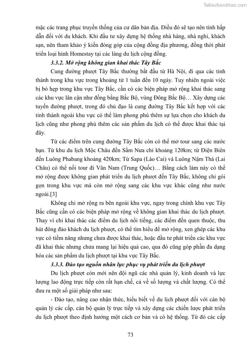 Khóa luận tốt nghiệp văn hóa du lịch Tìm hiểu loại hình du lịch phượt trong giới trẻ hiện nay – Khảo sát qua một số điểm du lịch tiêu biểu tại Tây Bắc - 7 Trang 73