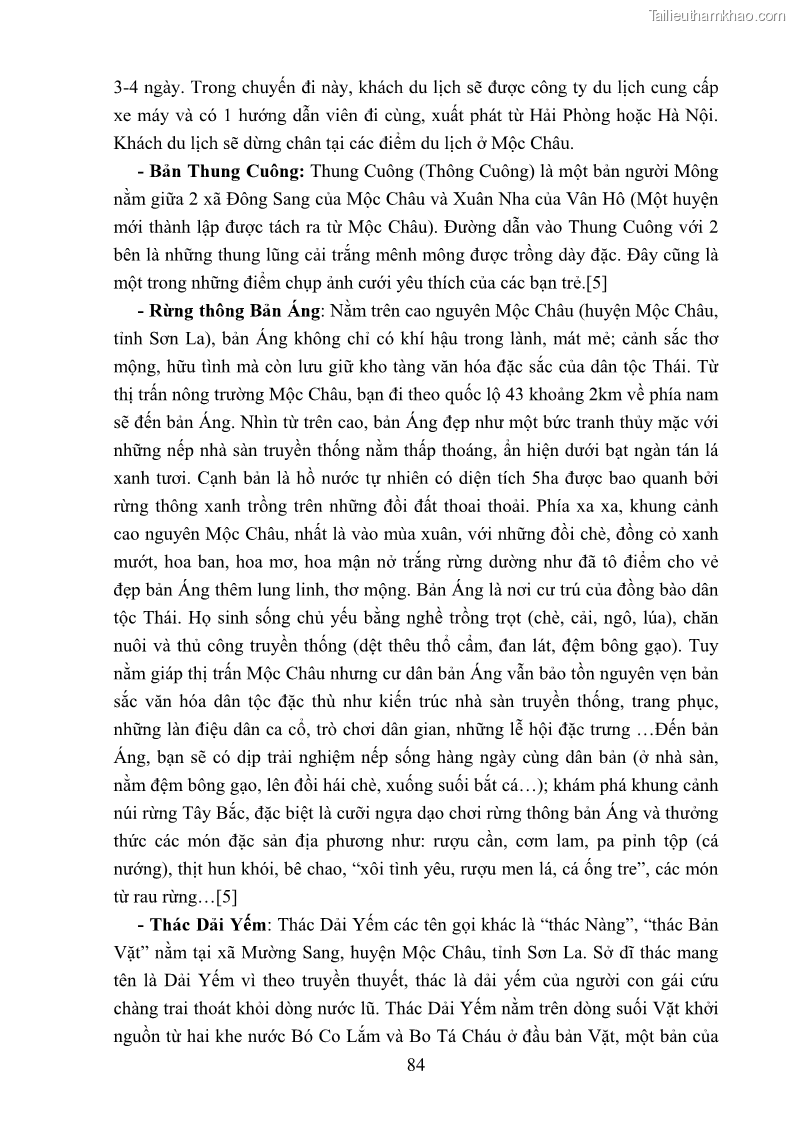 Khóa luận tốt nghiệp văn hóa du lịch Tìm hiểu loại hình du lịch phượt trong giới trẻ hiện nay – Khảo sát qua một số điểm du lịch tiêu biểu tại Tây Bắc - 7 Trang 84