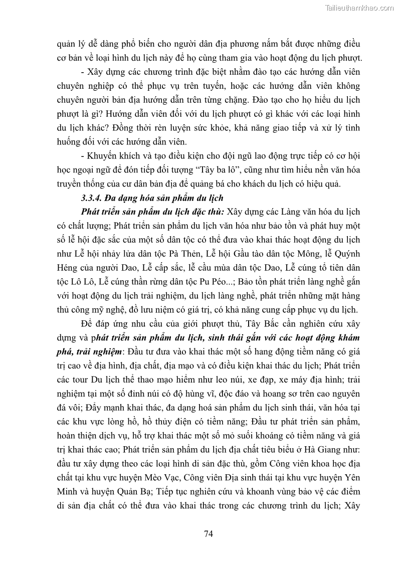 Khóa luận tốt nghiệp văn hóa du lịch Tìm hiểu loại hình du lịch phượt trong giới trẻ hiện nay – Khảo sát qua một số điểm du lịch tiêu biểu tại Tây Bắc - 7 Trang 74