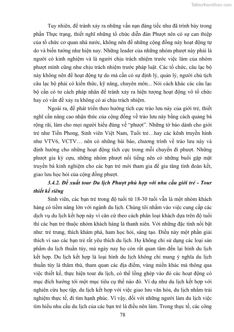Khóa luận tốt nghiệp văn hóa du lịch Tìm hiểu loại hình du lịch phượt trong giới trẻ hiện nay – Khảo sát qua một số điểm du lịch tiêu biểu tại Tây Bắc - 7 Trang 78
