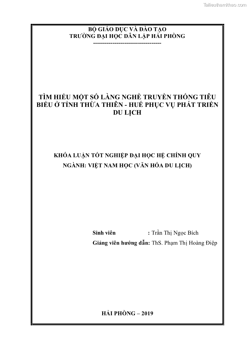 Khóa luận tốt nghiệp văn hóa du lịch Tìm hiểu một số làng nghề truyền thống tiêu biểu ở tỉnh Thừa Thiên – Huế phục vụ phát triển du lịch - 1 Trang 2