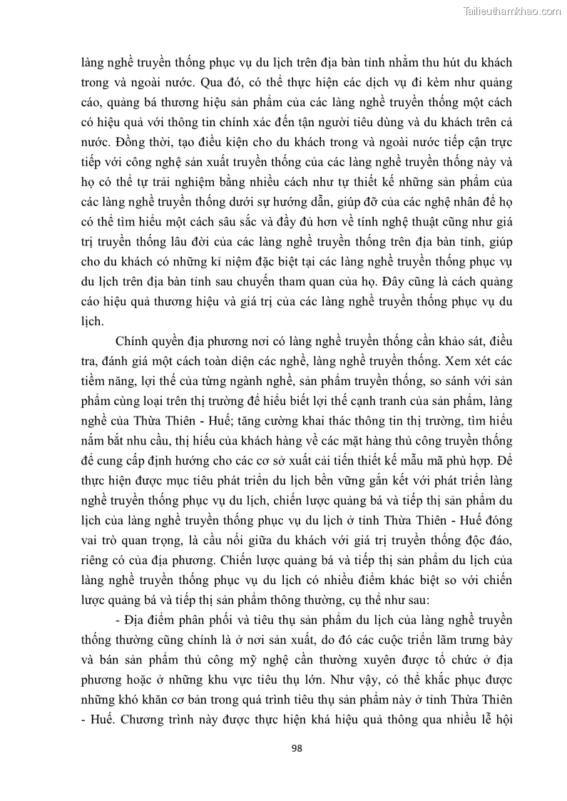 Khóa luận tốt nghiệp văn hóa du lịch Tìm hiểu một số làng nghề truyền thống tiêu biểu ở tỉnh Thừa Thiên – Huế phục vụ phát triển du lịch - 10 Trang 109