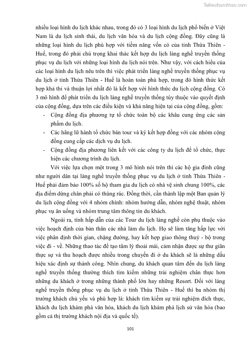Khóa luận tốt nghiệp văn hóa du lịch Tìm hiểu một số làng nghề truyền thống tiêu biểu ở tỉnh Thừa Thiên – Huế phục vụ phát triển du lịch - 10 Trang 112