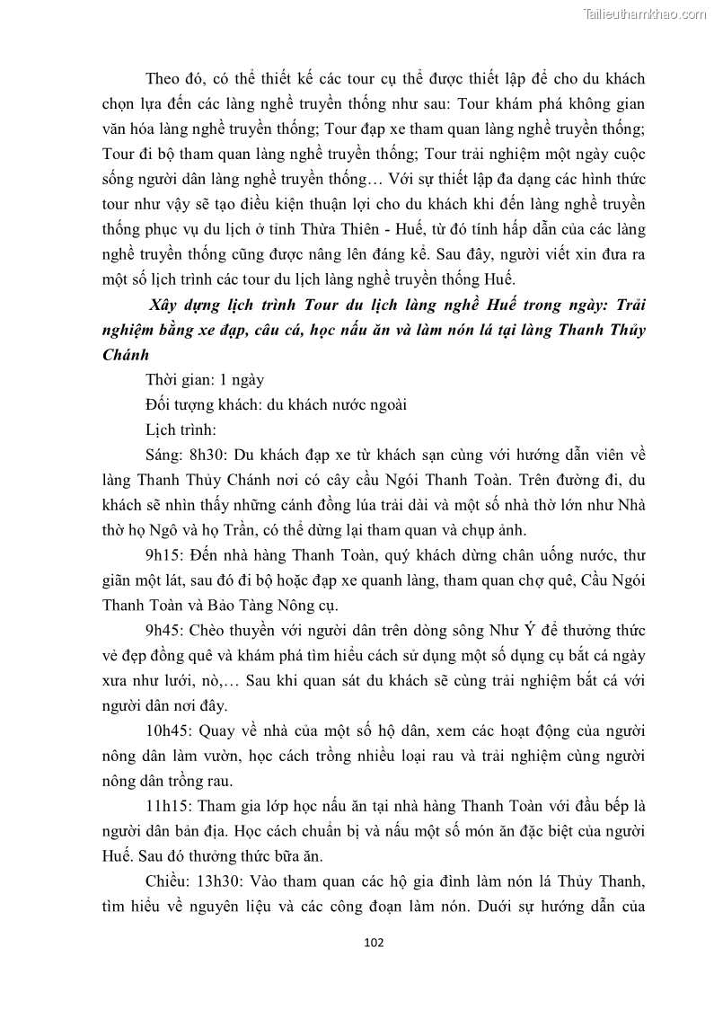 Khóa luận tốt nghiệp văn hóa du lịch Tìm hiểu một số làng nghề truyền thống tiêu biểu ở tỉnh Thừa Thiên – Huế phục vụ phát triển du lịch - 10 Trang 113