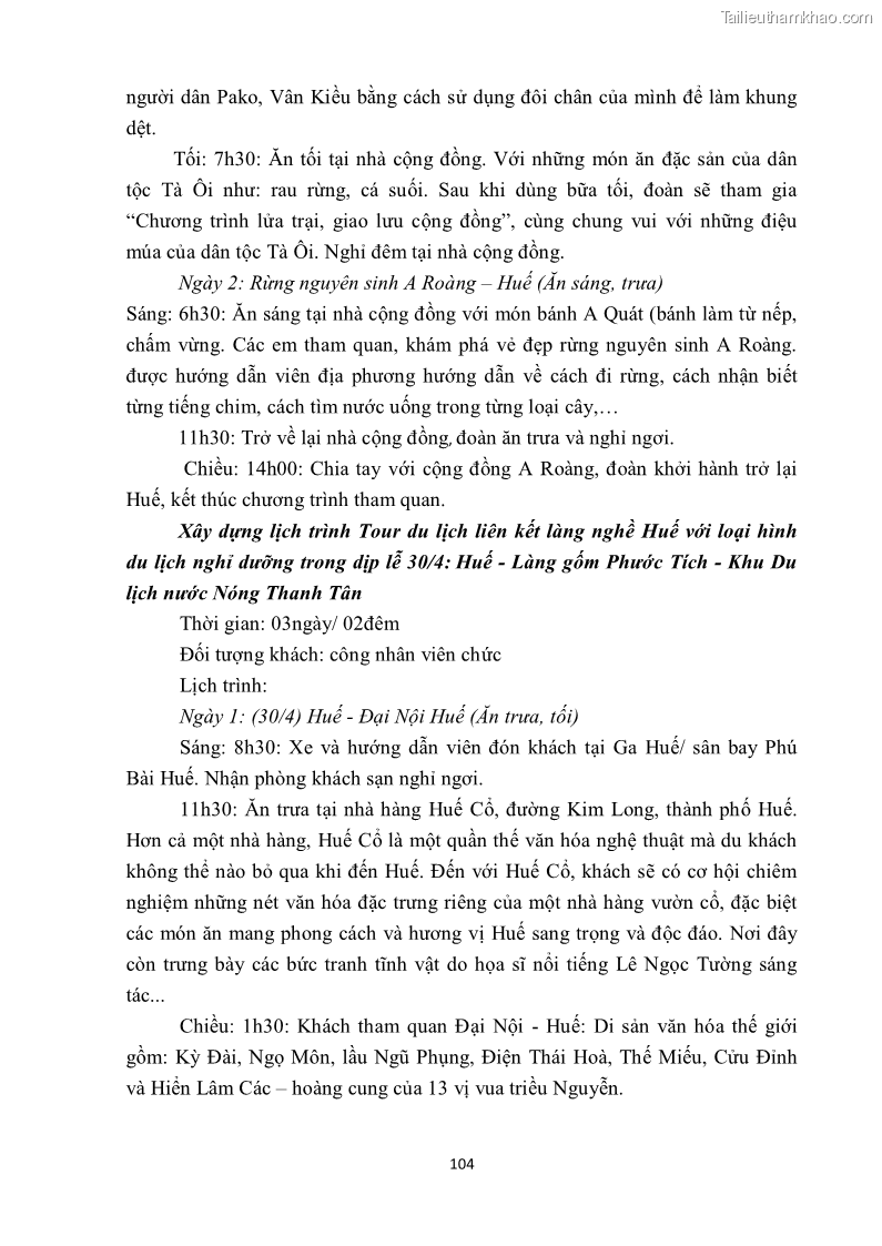 Khóa luận tốt nghiệp văn hóa du lịch Tìm hiểu một số làng nghề truyền thống tiêu biểu ở tỉnh Thừa Thiên – Huế phục vụ phát triển du lịch - 10 Trang 115