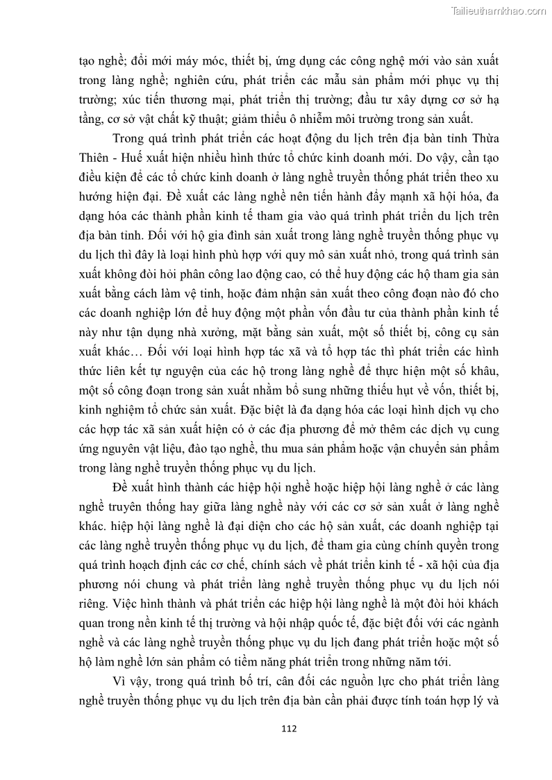 Khóa luận tốt nghiệp văn hóa du lịch Tìm hiểu một số làng nghề truyền thống tiêu biểu ở tỉnh Thừa Thiên – Huế phục vụ phát triển du lịch - 11 Trang 123