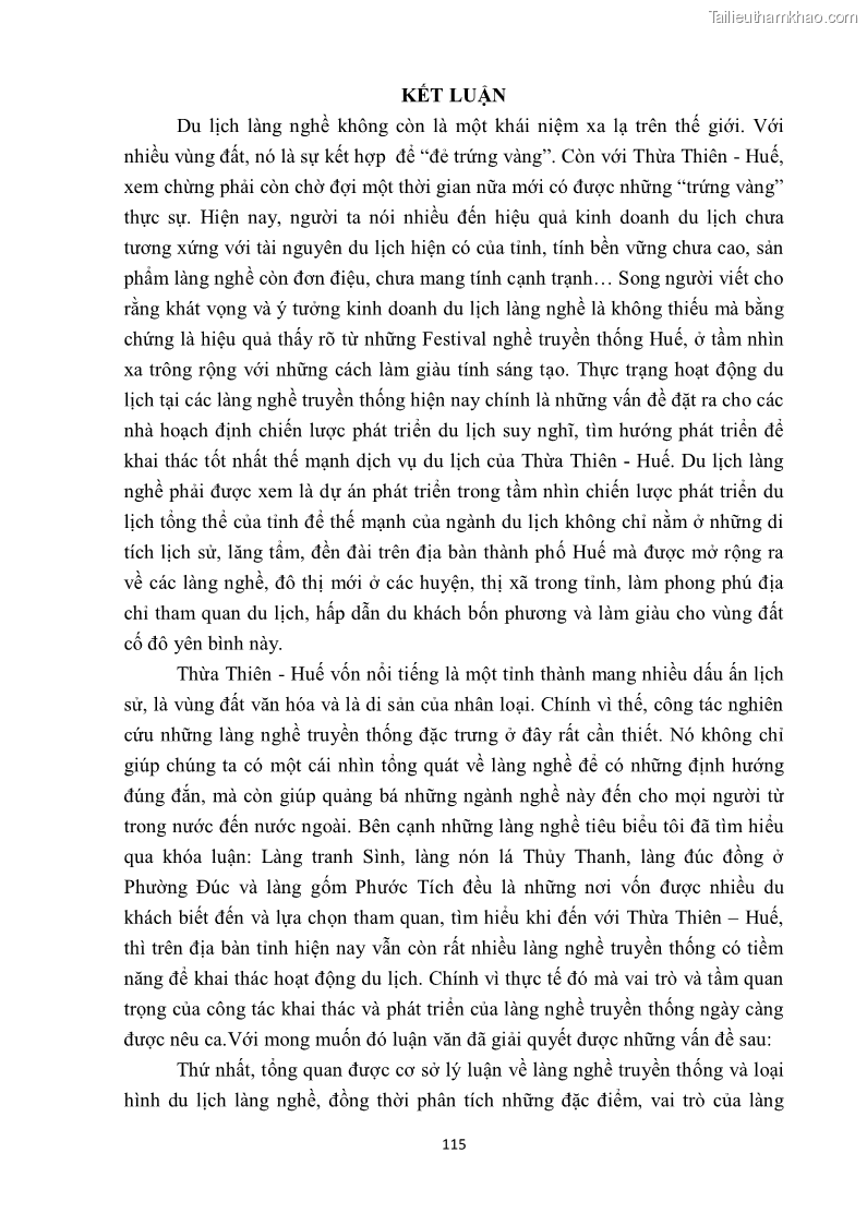 Khóa luận tốt nghiệp văn hóa du lịch Tìm hiểu một số làng nghề truyền thống tiêu biểu ở tỉnh Thừa Thiên – Huế phục vụ phát triển du lịch - 11 Trang 126
