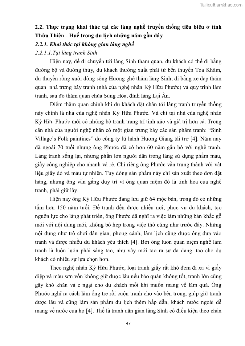 Khóa luận tốt nghiệp văn hóa du lịch Tìm hiểu một số làng nghề truyền thống tiêu biểu ở tỉnh Thừa Thiên – Huế phục vụ phát triển du lịch - 5 Trang 58