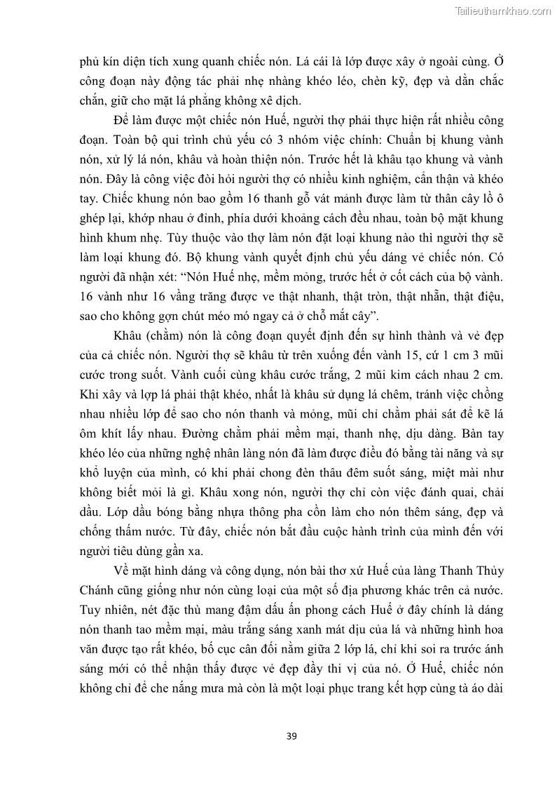 Khóa luận tốt nghiệp văn hóa du lịch Tìm hiểu một số làng nghề truyền thống tiêu biểu ở tỉnh Thừa Thiên – Huế phục vụ phát triển du lịch - 5 Trang 50